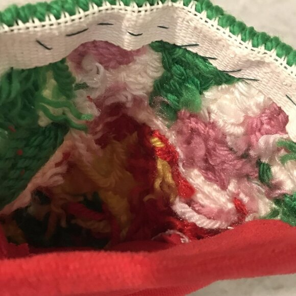 Handmade Needlepoint Christmas Stocking Tree Candy Canes Gifts Red Felt 18 Inch - Picture 6 of 7